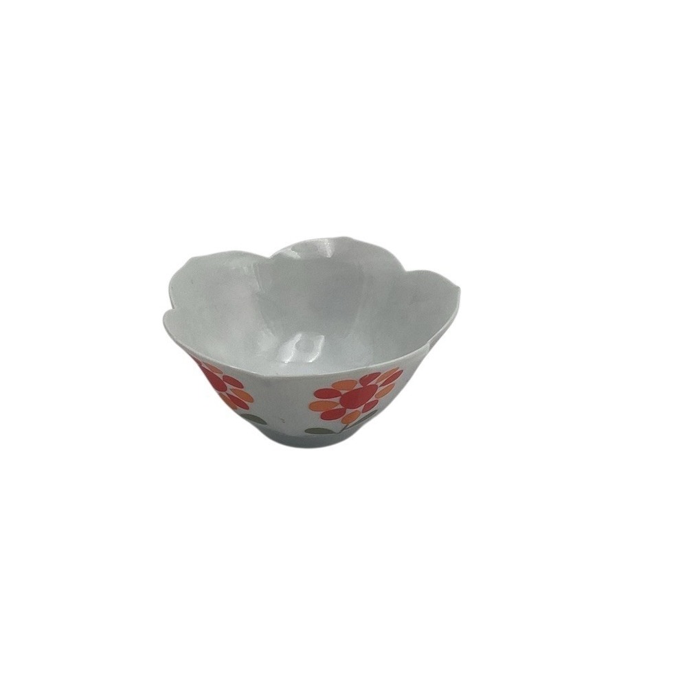Vintage Floral Dessert Bowl Scalloped Rim 3in
